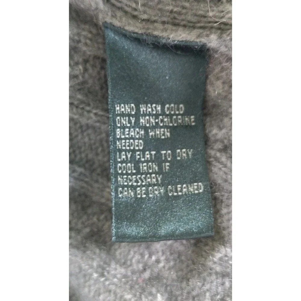 Lauren Ralph Lauren Petite P/P 100% Cashmere Cable Knit Sweater Gray Hand Wash